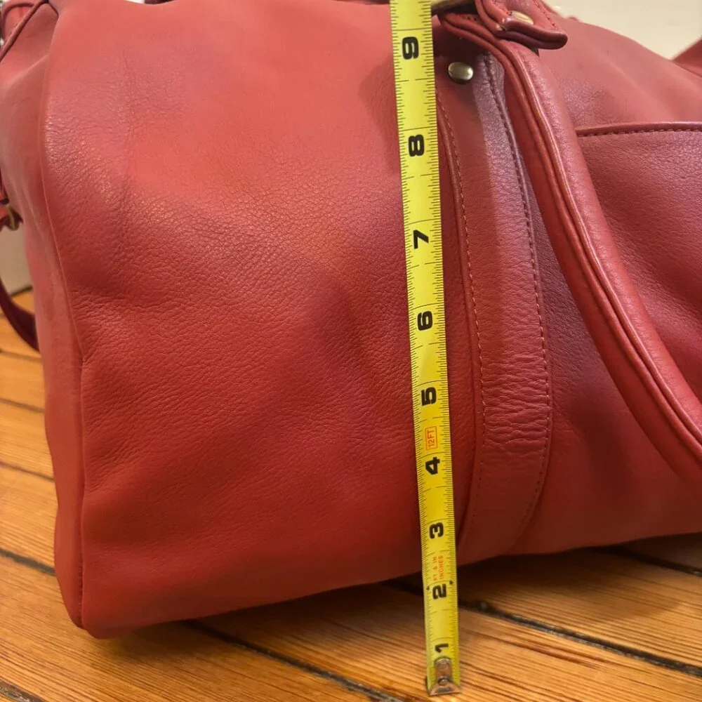 Leather Traveler Bags Hand Dyed Dark Red Carry On Travel Medium & Small size - Picture 7 of 15